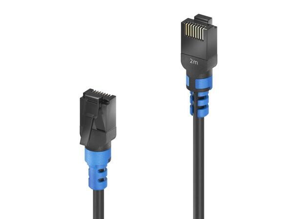 FlexInstall Patchkabel kat6a U/UTP 2m Purelink, Sort med blå strekkavlaster 