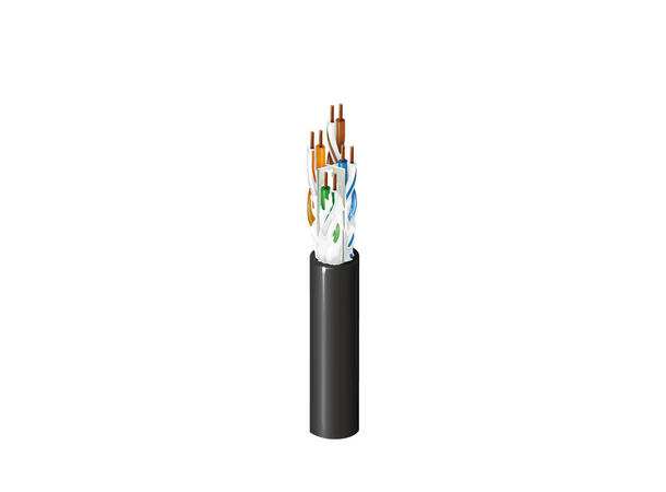 Kat6a 4par U/UTP Utendørskabel Gel, PE Belden OSP6AU, AWG23, Sort, 305mT 