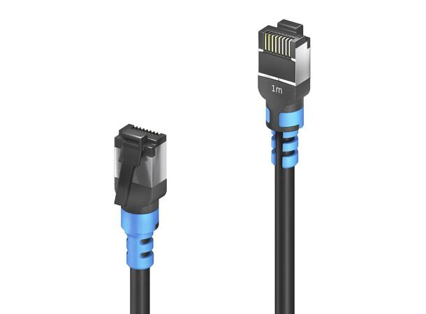 FlexInstall Patchkabel kat6a S/FTP 1m Purelink, Sort med blå strekkavlaster 