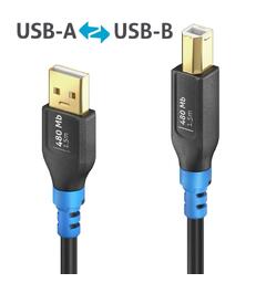 FlexInstall USB-A til USB-B kabel 1,5m 480 Mb, PureLink