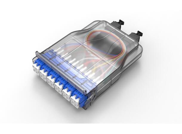 MPO Kassette SlimLine OS2 male 24xLC Pol.A 2xMPO konnektor APC 