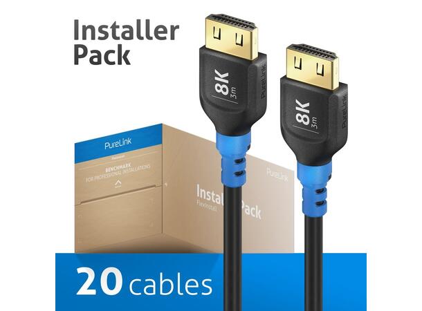 FlexInstall 8K HDMI kabel 3m Ultra High Speed, PureLink, pk à 20 