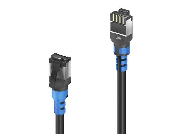 FlexInstall Patchkabel kat6a S/FTP 3m Purelink, Sort med blå strekkavlaster 
