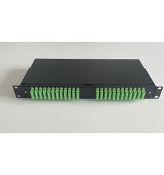 Fiberpanel OS2 inkl 24dx SC/APC, sort Teleskop,montert 48xPigtail+skjøtebrett