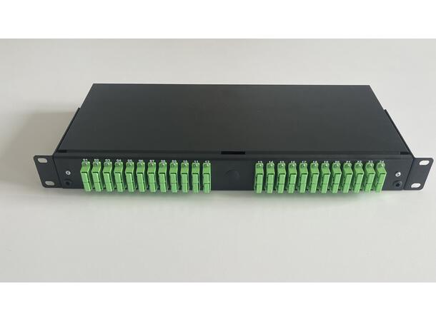 Fiberpanel OS2 inkl 24dx SC/APC, sort Teleskop,montert 48xPigtail+skjøtebrett 