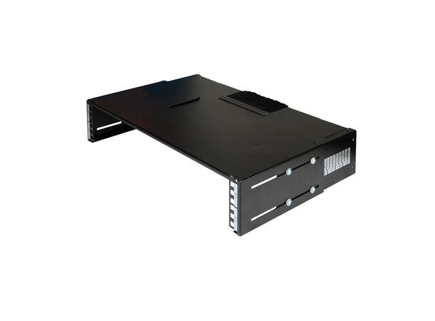 Veggramme 19" 2U Justerbar 250-430mm sort, flatpakket 