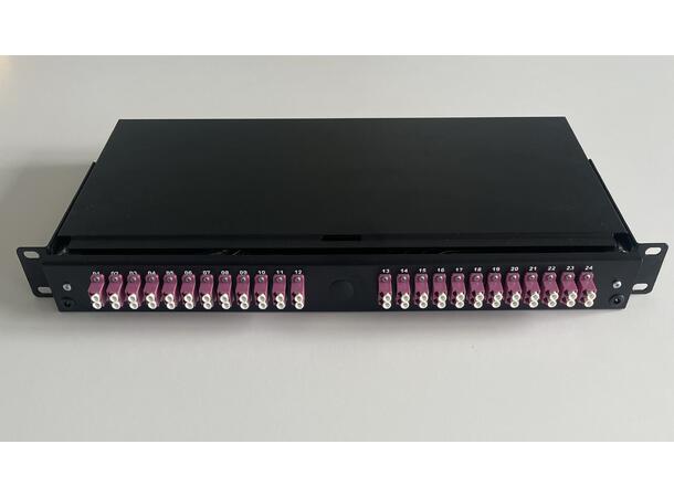 Fiberpanel OM4 inkl 24dx LC, sort Teleskop,montert 48xPigtail+skjøtebrett 