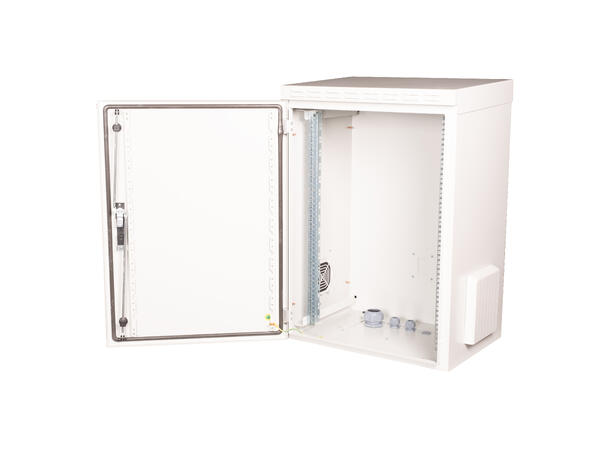 Veggskap 9U 579x600x450mm IP55 Safebox, 100kg, Grå, utendørs 
