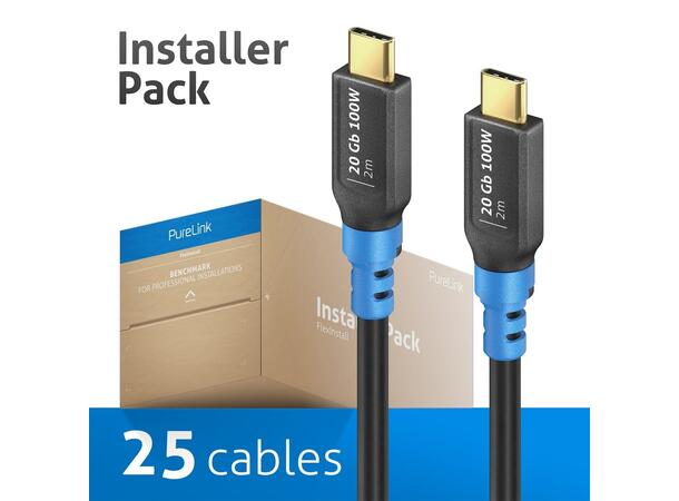 FlexInstall USB-C til USB-C kabel 2m 20 Gb PureLink  Installer Pack (25 stk) 