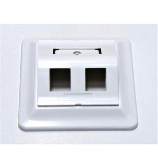 Skråuttak 84x84mm 2xkeystone Polarhvit