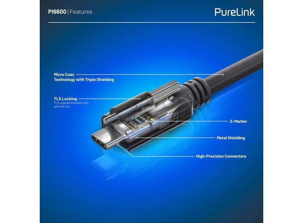 USB4 Coax X4 10Gbps 100W USB-C 5,0m PureLink, Gen1x2 passiv 
