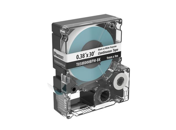 Merkelapper for MP300 Continuous Sortpå Hvit 9mmx9m, Polyester 