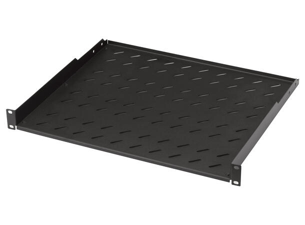 LANDE Frontmontert hylle 19" 1U 40cm Maks 15 kg, sort 