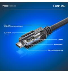 USB4 Coax X4 20Gbps 240W USB-C 0,5m PureLink, Gen2  passiv