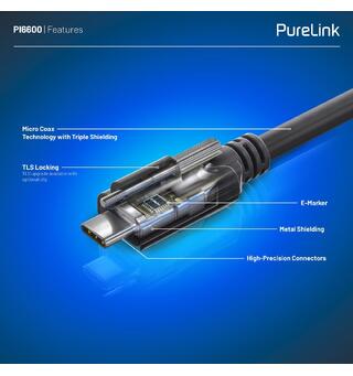 USB4 Coax X4 20Gbps 240W USB-C 0,5m PureLink, Gen2  passiv