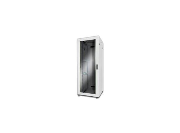 Gulvskap Unique 42U H2053xB800xD1000mm Grå, med glassdør
