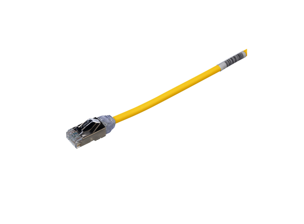 Patch kat6a F/UTP HF Gul 0.2m, AWG28 Panduit Miniatyrpatch 