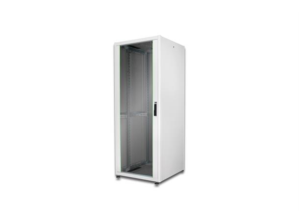 Gulvskap Basic 42U H2053xB800xD800mm Grå, med glassdør