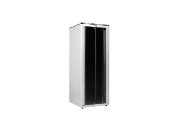 LANDE Gulvskap 19" 42U 800x800x2053mm Med glassdør og VCM, 1000kg, Grå 