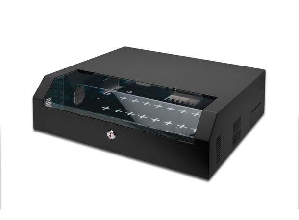 Wall mounting cabinet, SOHO, slim, Black 156x525x475 mm 3U rotatable, 2U fi 