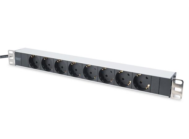 19" Strømskinne/ PDU 8 uttak, 7 m kabel 