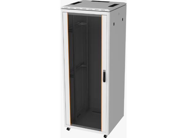 Ager Gulvskap 19" 45U 800x1200x2145mm m/glassdør Grå, 1000kg, inkl VCM 