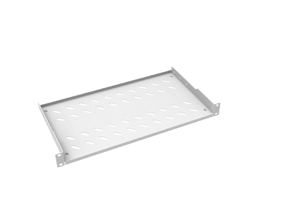 Hylle 19" frontmontert 25 cm dybde, 2U Grå, maks 30 kg 