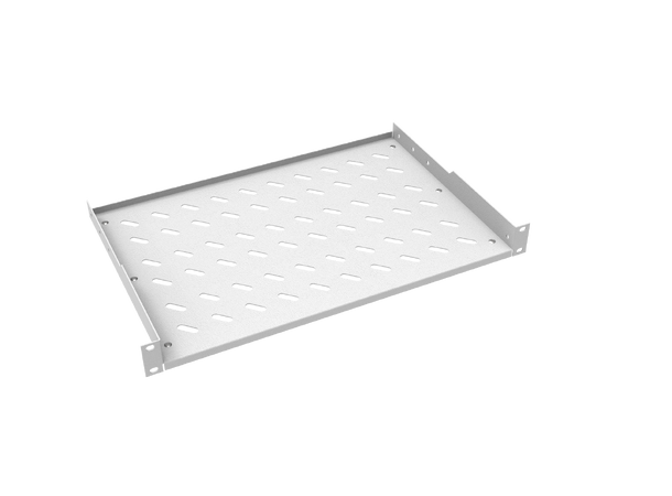 Hylle 19" frontmontert 30 cm dybde, 2U Grå, maks 30 kg 