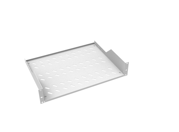 Hylle 19" frontmontert 35 cm dybde, 2U Grå, maks 30 kg 