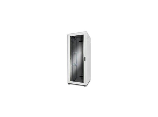 Gulvskap Unique 42U H2053xB800xD1200mm Grå, med glassdør