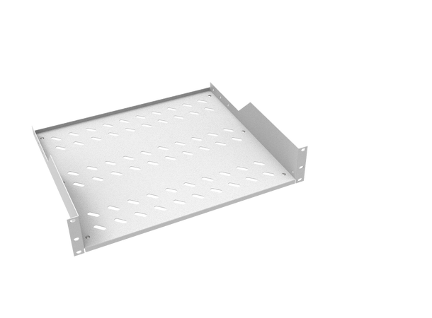 Hylle 19" frontmontert 40 cm dybde, 2U Grå, maks 30 kg 