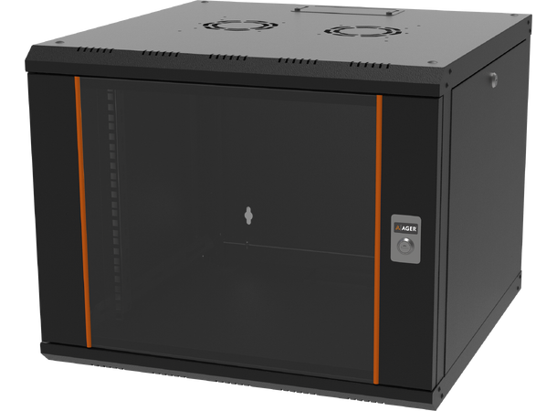 Ager Veggskap 19" 9U 600x600x474mm Agena, maks 80kg, Sort 