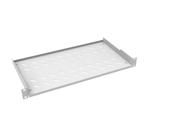 Hylle 19" frontmontert 20 cm dybde, 1U Grå, maks 30 kg 