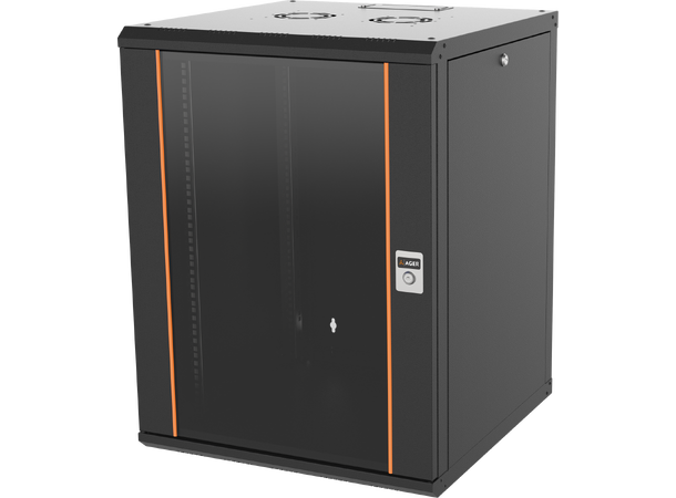 Ager Veggskap 19" 12U 600x600x607mm Agena, maks 80kg, sort 