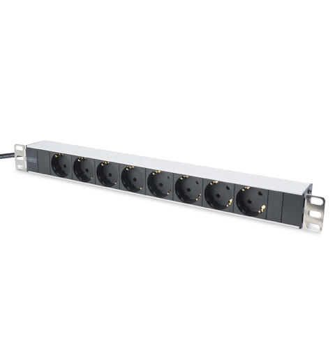 19" Strømskinne/ PDU 8 uttak, 2 m kabel