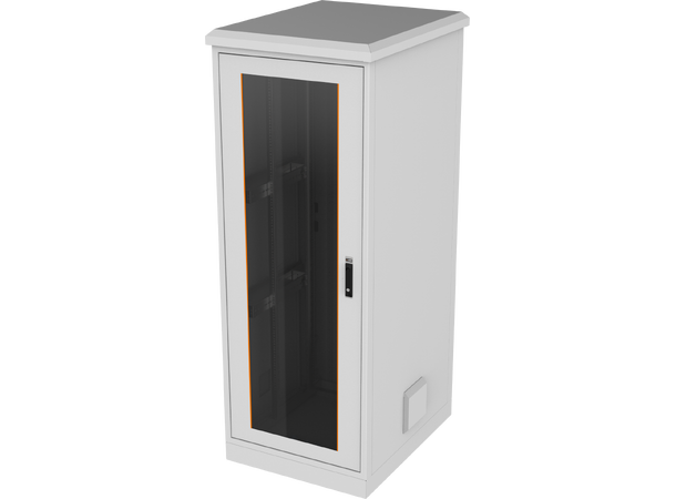 Ager Gulvskap 19" 42U 800x1000x2012mm m/glassdør Grå, 1500kg, IP55, Utendørs 