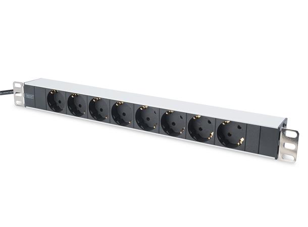 19" Strømskinne/ PDU 8 uttak, 3 m kabel