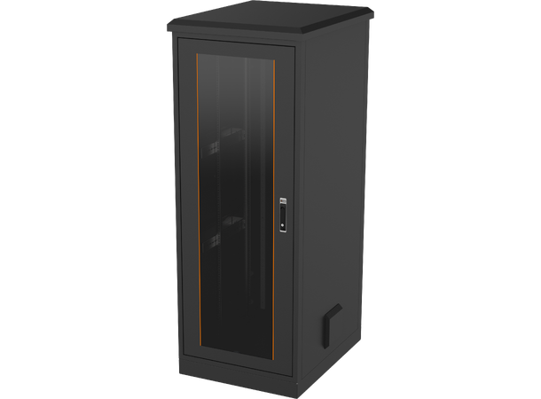 Ager Gulvskap 19" 42U 800x1000x2012mm m/glassdør sort, 1500kg, IP55, Utendørs 