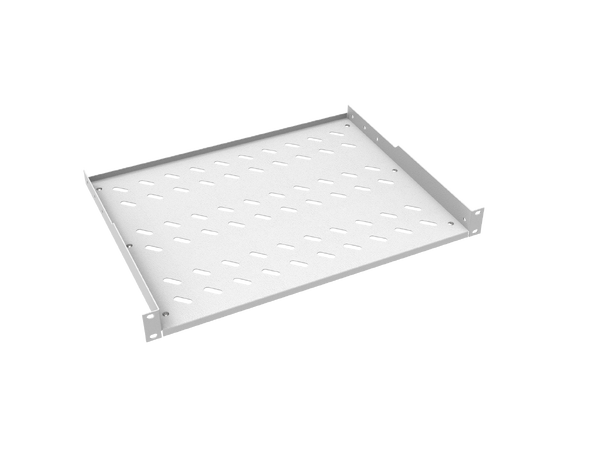 Hylle 19" frontmontert 35 cm dybde, 1U Grå, maks 30 kg 