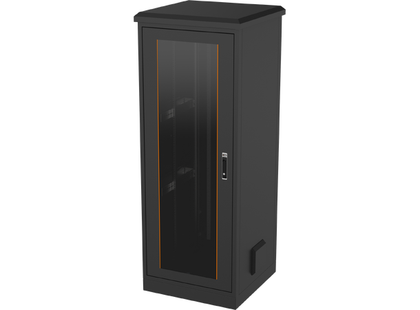 Ager Gulvskap 19" 42U 800x800x2012mm m/glassdør sort, 1500kg, IP55, Utendørs 