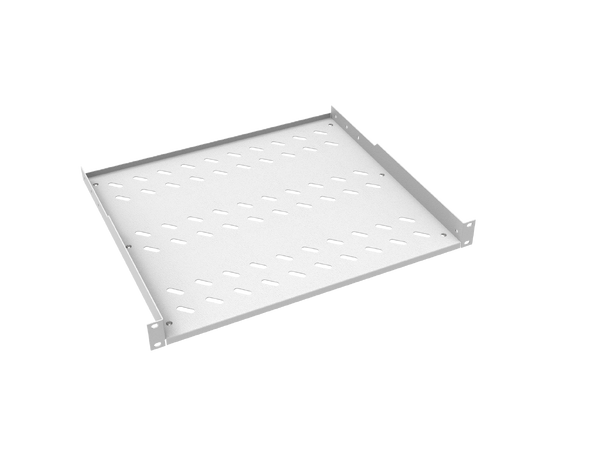 Hylle 19" frontmontert 40 cm dybde, 1U Grå, maks 30 kg 