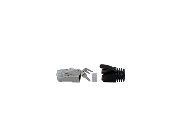 Jotec Cat 6A Modulær Plugg, Pass-Trough Skjermet RJ45. Krukke 25stk. Gold Plated 