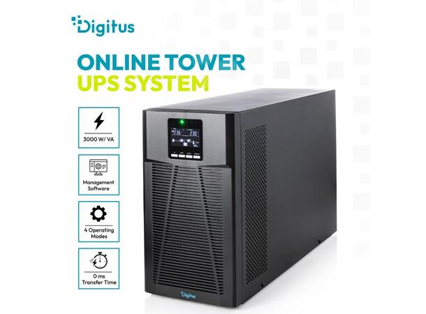 UPS Online 3000 VA/ 3000W Tower Type Digitus, 3000W 8xC13,1xC19, 16A 